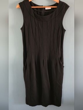 Calvin Klein Black Sleeveless Ponte Sheath Dress With Pockets